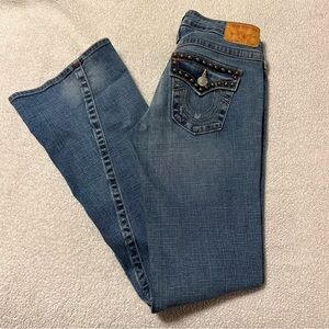 True Religion Studded Joey Bootcut Flare Jeans Y2K 00s Vintage Flap Pocket
